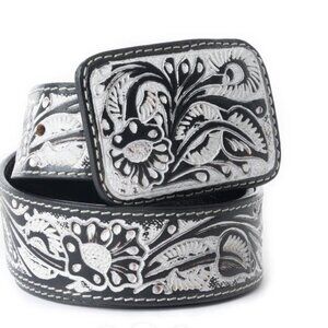 Desert Silver Moon Men's Belt In Black